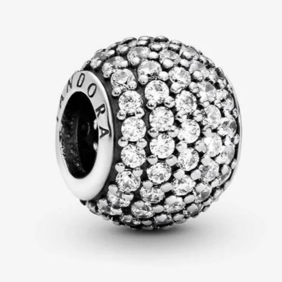 Pandora Clear CZ Pave Lights Sparkly Round Ball Bead Charm - Picture 1 of 6